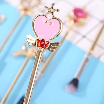 AiceBeu 8Pcs Aur Cardcaptor Sakura Sailor Moon Brand Set de Perii Machiaj Cosmetice fond de ten Pudra Pensula de Fard de pleoape Make Up Instrument