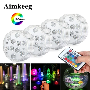 Aimkeeg Telecomanda cu Baterii IP68 rezistent la apa RGB Submersibila de Lumină LED Subacvatice Lampa de Noapte pentru Pește Vaze, Boluri