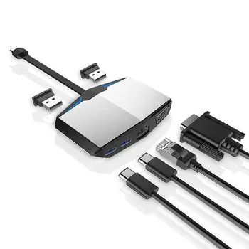 AJIUYU USB-C HDMI la VGA Convertor USB C HUB RJ45 de Tip c, Cititor de Carduri PD Multiport Pentru Huawei MateBook X Pro Matebook E NoteBook