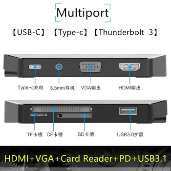 AJIUYU USB-C HDMI la VGA Convertor USB C HUB RJ45 de Tip c, Cititor de Carduri PD Multiport Pentru Huawei MateBook X Pro Matebook E NoteBook