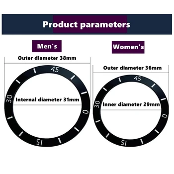 Alb/negru 38-40mm Diametru Fata Ceas Bezel Ceramica Accesorii pentru Bărbați și Femei Ceasuri Automate Înlocui Ramă 2 Culori