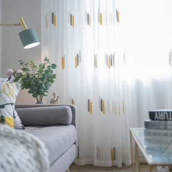 Alb Pur Tul Perdele pentru Camera de zi Fereastră Ecrane de Înaltă Calitate Moderne Brodate 3D Pur Voile pentru Dormitor
