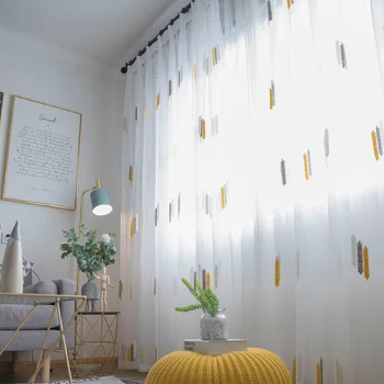 Alb Pur Tul Perdele pentru Camera de zi Fereastră Ecrane de Înaltă Calitate Moderne Brodate 3D Pur Voile pentru Dormitor