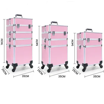 Aliaj de aluminiu abs densitate bord cărucior de caz 4 strat cosmetice cutie de frumusete profesionale de scule geantă de voiaj geantă de depozitare saci