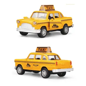 Aliaj Masina Jucării Galben Taxi Clasic de Sunet și Muzică Ușoară Model de Acorduri de Colectare de Cadouri pentru Baieti