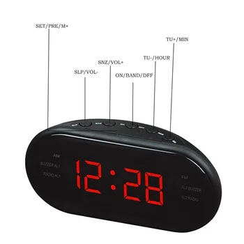 AM/FM Ceas cu LED-uri Electronice Desktop Ceas cu Alarmă Digital Masă Radio Cadou Home Office Supplies Funcția Snooze Ceas Deșteptător Plug SUA