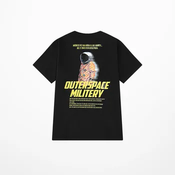 American European de Desene animate Amuzante Astronaut Print T Shirt Oversozed Streetwear Haine Punk Suflete Dark T-shirt Barbati T-shirt