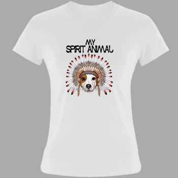Amuzant Drăguț Jack Russell Câine Spiritul Meu Animal Tricou de Vara pentru Femei din Bumbac cu Maneci Scurte T-shirt de Moda Teuri Topuri Streetwear