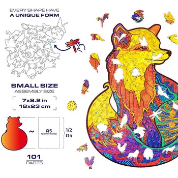 Animale de Puzzle de Lemn Desene animate Fox Design Copii Adulți Copii Jucărie Cadou Decor Acasă Puzzle Jigsaw Bucati Cutie / 117pcs
