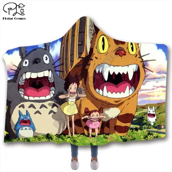 Anime Vecinul Meu Totoro cu Gluga Pătură Adult copil de colorat Sherpa Fleece Portabil Pătură Microfibră lenjerie de Pat stil-4