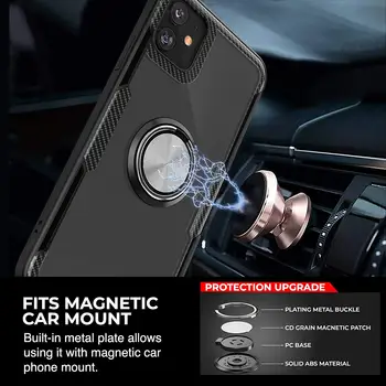 Anti-Toamna Telefonul Caz Acoperire cu 360° Rotație Inel Magnetic Suportul Kickstand Pentru iPhone 11 Pro X XR XS MAX 8 7 6 Plus