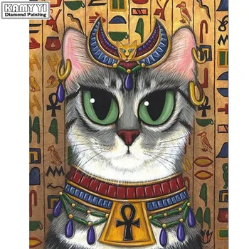 Antic Egiptean Dumnezeu Pisică,Plin SquareRound Burghiu 5D DIY Diamant Pictura Egipt 3D Broderie Mozaic cruciulițe Decor Acasă