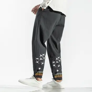 Aransue Bărbați Brodate Pantaloni Plus Dimensiune M-5XL Stil Chinezesc de Fitness Pantaloni 3 Culori Pantalon