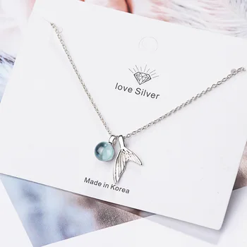 Argint 925 Sirena Pandantiv Colier Albastru De Cristal Colier Pentru Femei Moda Bijuterii Nou 2020