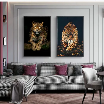 Art Animal Leopard, Jaguar Panza Pictura Perete Printuri de Arta Postere Cuadros Poze de Perete pentru Camera de zi de Perete Acasă Decor Modern