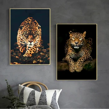 Art Animal Leopard, Jaguar Panza Pictura Perete Printuri de Arta Postere Cuadros Poze de Perete pentru Camera de zi de Perete Acasă Decor Modern