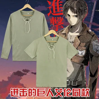 Atac pe Titan Eren Jaeger T-shirt Cosplay Costum Shingeki nu Kyojin Lung / Scurt Maneca Scouting Legio Tricou Casual Tricou