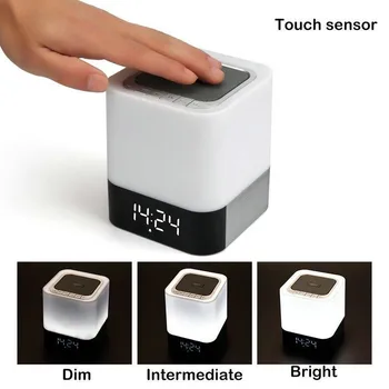 Atingeți Lampa Led Difuzor Bluetooth Cu Ceas Deșteptător TF Card Setare Timp Mini fără Fir Bluetooth Boxe