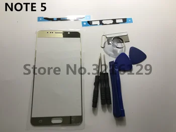 Aur/alb/albastru Fața Exterioară Lentilă de Sticlă de înlocuire pentru Samsung Galaxy note 5 N920 N920F LCD touch screen+ Adeziv