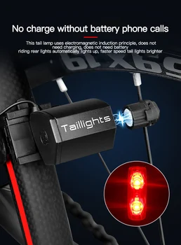 Auto-Alimentat de Inducție Magnetică de Lumini pentru Biciclete Biciclete Lampa de Avertizare cu LED-uri Impermeabil Ciclism Stop lampa Spate Accesorii pentru Biciclete