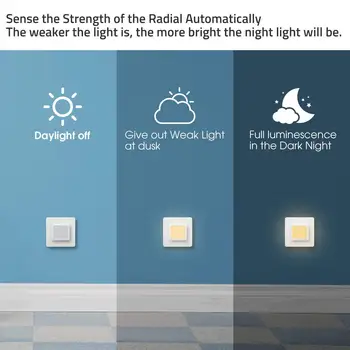 Automate de 0.3 W LED Lumina de Noapte UK Plug-in de Cald/Zi Alb Amurg până în Zori Zilei Senzor Inteligent de Economisire a Energiei design-4 Pack