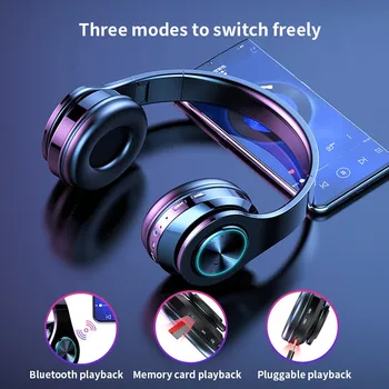 B39 cu LED-uri Colorate Respirație Lumini Portabil Pliant Built-in FM Wireless Bluetooth Casti Cu MICROFON Suport TF Card Mp3 Player