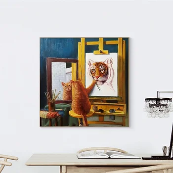 Baie de Artă Amuzant Rezumat Cat Poster de Arta de Perete Decor Panza Printuri Canvas Arta Poster Ulei Tablouri pentru Camera Copiilor Fara Rama