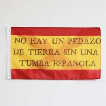 Bandera de España con la Cruz de Borgoña y la frază no hay onu pedazo de tierra sin una tumba española poema españa imperio españ