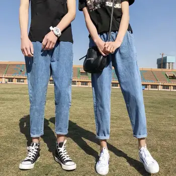 Barbati Blugi Glezna-lungime Solide în Vrac Plus Dimensiune 5XL de Agrement Simplu Drept Pantaloni din Denim Mens Toate-meci de Spălat de Înaltă Calitate Chic