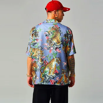 Barbati Tiger Tricou Imprimat Vara Etnice Tendință Maneca Scurta Top High Street Moda Streetwear Hawaiian Beach Tricouri Dropshipping