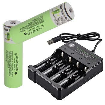 Baterie 18650 NCR18650B baterii litiu akkumulator li-ion 3400mah 3.7 V pentru lanterna îndreptată de sus + 4 sloturi încărcător
