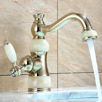 Bazin de apă caldă și rece robinet cu jad alamă baie de cabinet singur robinet