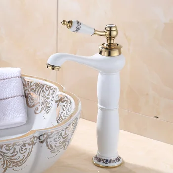 Bazin de apă caldă și rece robinet cu jad alamă baie de cabinet singur robinet
