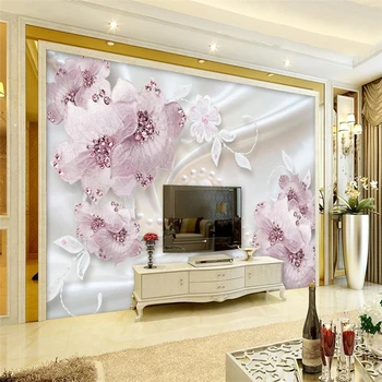 Beibehang Foto Personalizate 3D Tapet Mural, de Lux Diamond Floare Bijuterii 3d TV de Perete de Fundal Crimă papel de parede de hârtie de Perete