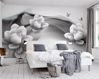 Beibehang Personalizate 3D Murală Tapet alb-Negru de cerneală lotus fluture Hotel Cafe fundal Fundal pentru pereți 3 d tapeta