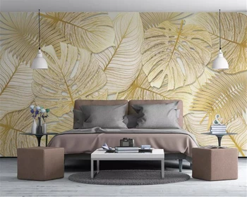 Beibehang tapet Personalizat picturi murale pădure tropicală de Aur frunze de banane Fotografie tapet de fundal de perete gazete de perete decor acasă