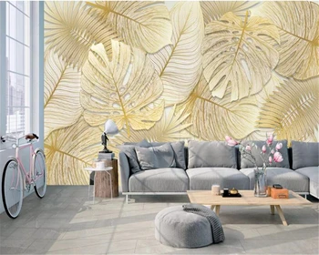 Beibehang tapet Personalizat picturi murale pădure tropicală de Aur frunze de banane Fotografie tapet de fundal de perete gazete de perete decor acasă