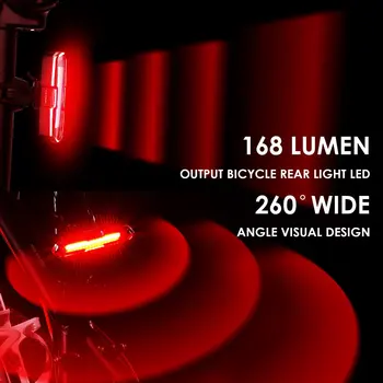 Biciclete Coada Lumina Ultra Luminos de Biciclete Lumina USB Reîncărcabilă LED Biciclete Lumina din Spate 5 Modul de Lumina, Faruri cu Rosu + Albastru