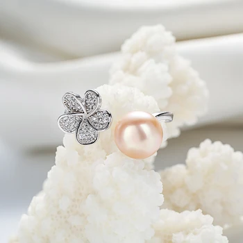 Bine 8-9mm luminii naturale de apă dulce pearl flowerl inel de pâine rotund pentru femei verighete inele pentru femei 925 de bijuterii de Argint