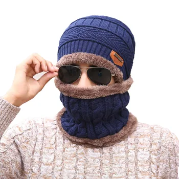 BINGYUANHAOXUAN 2019 Iarna Beanie Pălărie Eșarfă Chelioși Cap de Craniu Cald Largi Masca Gorros Pălării de Iarnă Pentru Bărbați, Femei Tricotate Pălărie