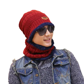 BINGYUANHAOXUAN 2019 Iarna Beanie Pălărie Eșarfă Chelioși Cap de Craniu Cald Largi Masca Gorros Pălării de Iarnă Pentru Bărbați, Femei Tricotate Pălărie