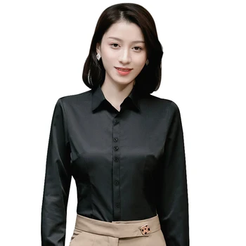 Birou Doamnă de Bază Simplu cu maneca Lunga Bluze Camasa Slim-fit Buton de Închidere Formale Rochie de Femei Tricouri Blaturi Solide Blusas