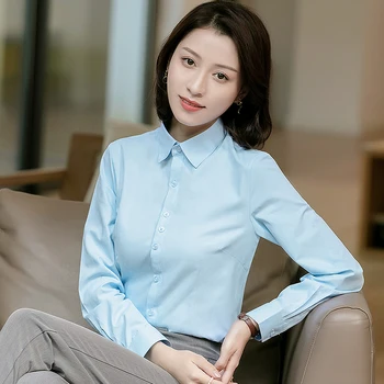 Birou Doamnă de Bază Simplu cu maneca Lunga Bluze Camasa Slim-fit Buton de Închidere Formale Rochie de Femei Tricouri Blaturi Solide Blusas