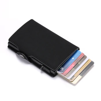 BISI GORO Singură Cutie Cartelei PU Piele Carte de Portofel Oameni Noi RFID Blocking Aluminiu Inteligent Multifuncțional Slim Wallet Card Caz