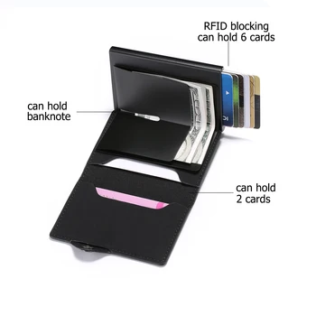 BISI GORO Singură Cutie Cartelei PU Piele Carte de Portofel Oameni Noi RFID Blocking Aluminiu Inteligent Multifuncțional Slim Wallet Card Caz
