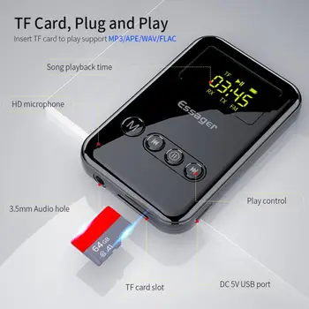Bluetooth 5.0 Transmițător Receptor 3.5 mm Aux Audio Suport TF Card de Redare Wireless Adaptor Pentru Mașină TV Difuzor PC