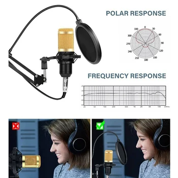 BM-800 Condensator Microfon Căști Bluetooth Căști Microfon Kit Stand de Microfon, Efecte Sonore Vii Procesoare