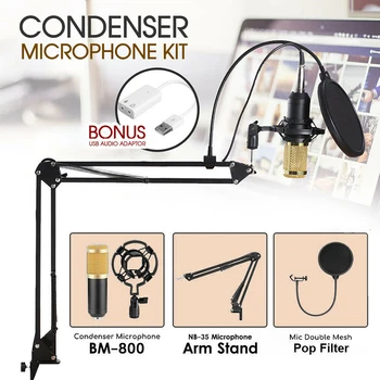 BM-800 Condensator Microfon Căști Bluetooth Căști Microfon Kit Stand de Microfon, Efecte Sonore Vii Procesoare