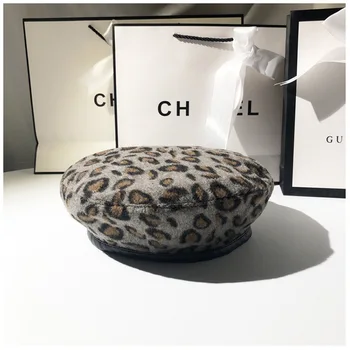 Boinas Para Mujer de Imprimare Leopard pentru Femei Toamna și Iarna Moda Bereta Pu Acoperit de o Pălărie de Dovleac Chapeau Femme Casquette Homme Noi