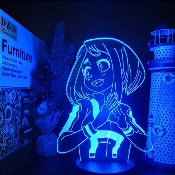 Boku no Hero Academia OCHACO URARAKA 3D LED Lampă Iluzie Lumini de Noapte Anime Lampă pentru Copii Decor Dormitor Manga Gadget Cadou de Crăciun